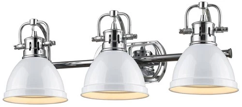 Duncan 24 1/2"W Chrome 3-Light Bath Light with White Shades - Picture 1 of 4