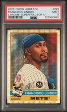 Marketplace image: 2025 Topps Heritage Chrome Francisco Lindor Superfractor 1/1 Mets Baseball Card