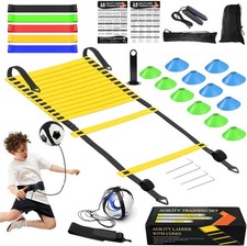 Speed Agility Training Equipment Set, Agility Ladder 20ft, 12 Football Cones, Re
