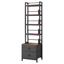 Uimoso Bibliothèque Étagère de Rangement Multimédia avec 6 Niveaux et 2 Tiroirs