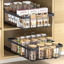 Pull Out Cabinet Organizer 2 Pack, Slide Out Drawers for Kitchen Cabinets, Ca...