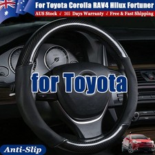 Carbon Fiber Car Steering Wheel Cover Leather Auto for Toyota Corolla RAV4 Hilux