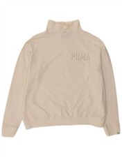Puma Womens Graphic Sweatshirt Jumper UK 14 Large White Cotton AO10