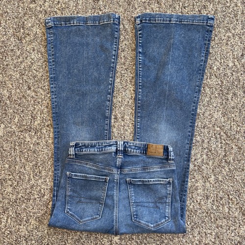 American Eagle SIZE 6 Super Hi-Rise Flare Jeans Womens 27x30 Next level Stretch - Picture 12 of 16