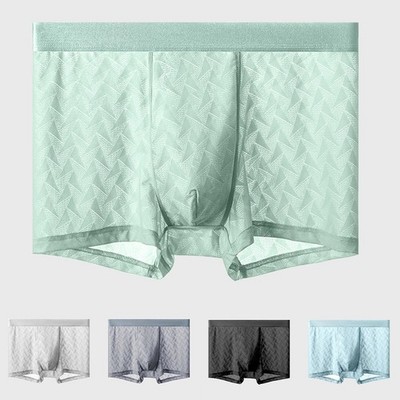 Herren Eis Seide Trunk Unterwäsche Mid Rise mit atmungsaktivem Mesh Jacquard Design