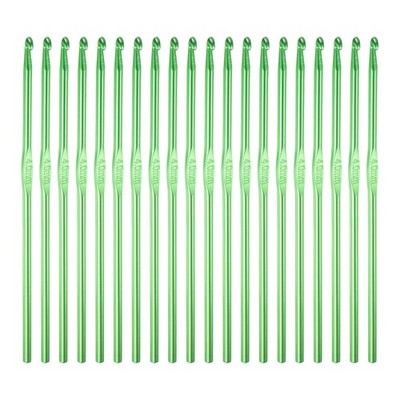 20Pcs Aluminum Crochet Hook 4.0mm Knitting Needles for DIY Craft Yarn Green