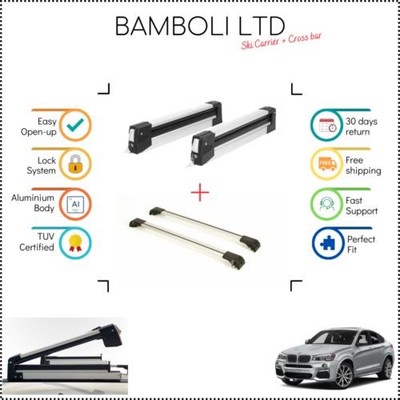 Bamboli 19'' Skiträger & Silver Cross Stangen Set Für BMW X4 2016   Bis 4 Stück