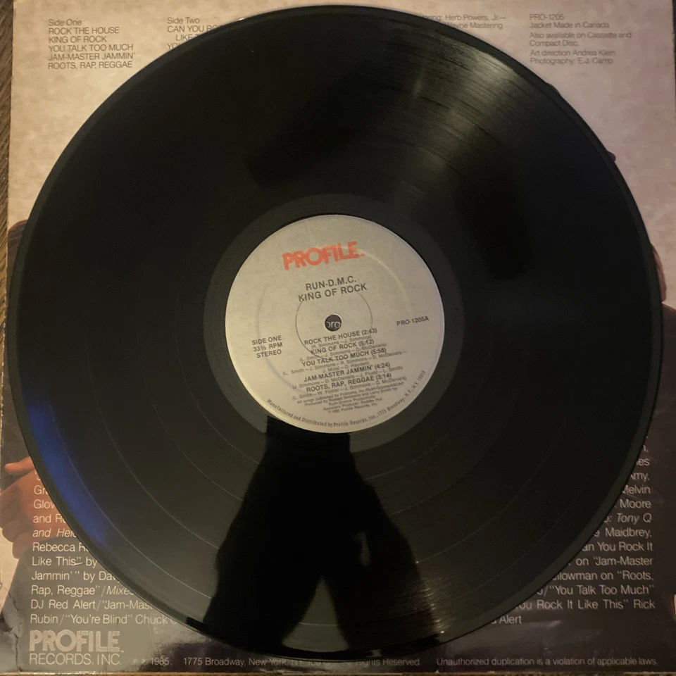 Run DMC King Of Rock Vinyl LP Orig Hip Hop Record VG - Image 3 of 4