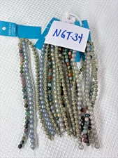 Large Lot Of Stone, Glass  & Wood Beads For Jewelry Making 126" NEW (NGT-34)