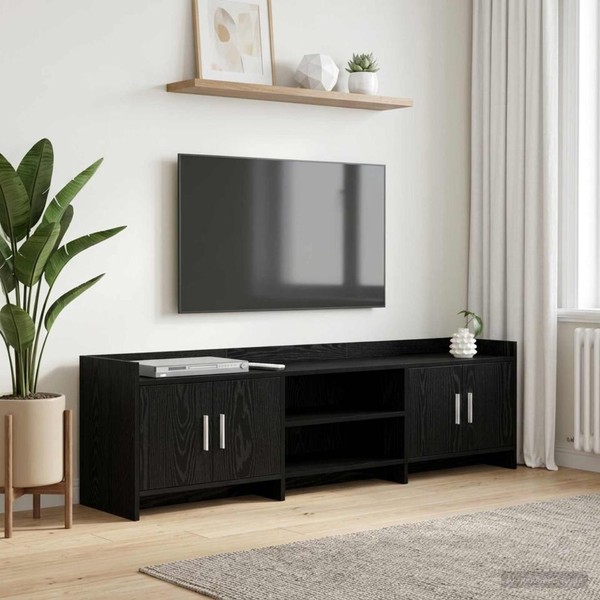 Tv-Schr?Nk 168 X 33 X 47 Cm Schwarze Eiche Holzwerkstoff-image