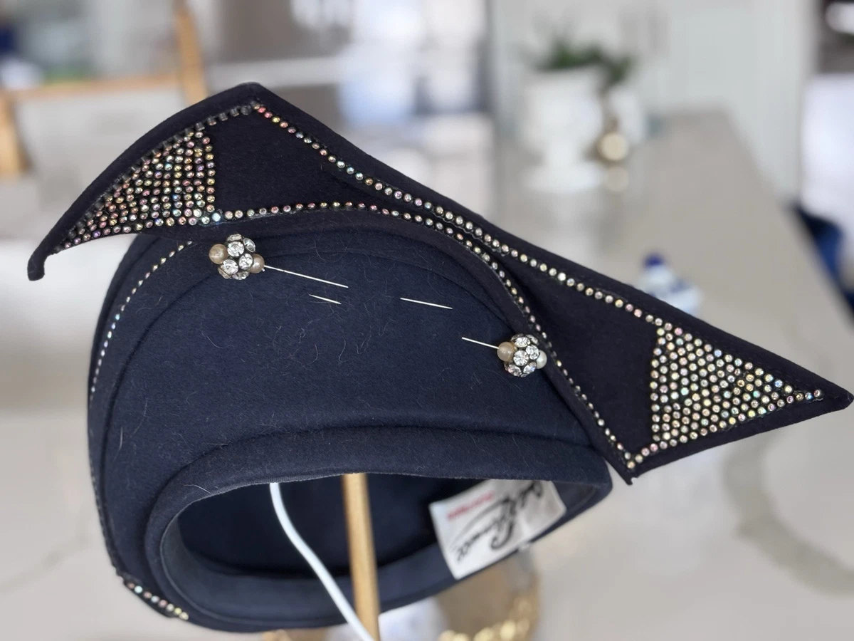 Beautiful Black Church Dress Hat by Jack McConnell Completed vintage hat repair - black velour prong set  main image 4