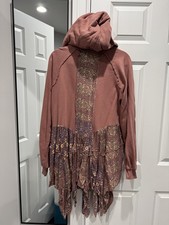 Free People-  Moon Duster Cardi  Flowy Handkerchief-hem. Boho Chic. Blue/Purple