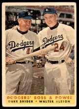1958 Topps #314 Duke Snider/Walt Alston Dodgers' Boss & Power Very Goo ID:261017