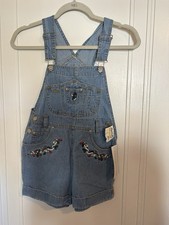 Vintage Squeeze Short Overalls Embroidered Denim Deadstock New Womens Small