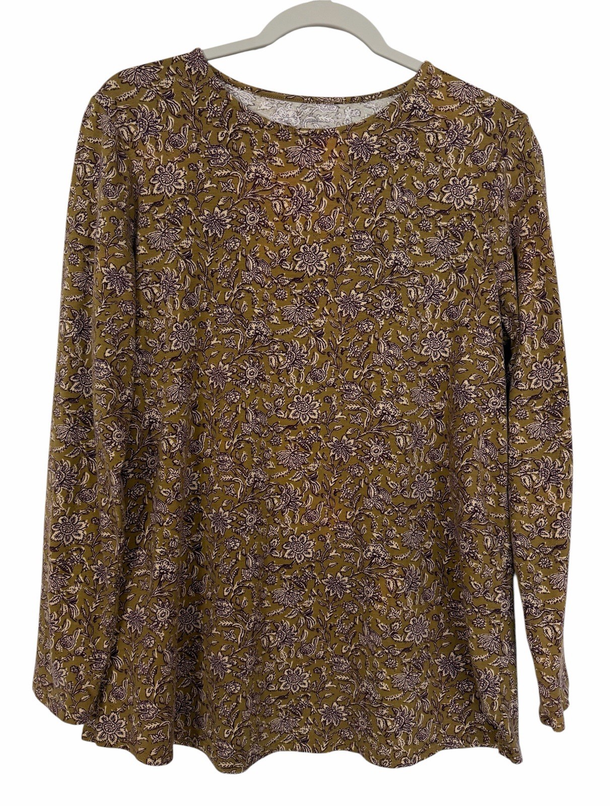 Pure Jill Long Sleeve Shirttail Tee J.Jill Pima Cotton Boho Size Medium