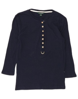 Ralph Lauren Damen Top 3/4 Arm UK 8 Small Navy Blau Baumwolle AG21