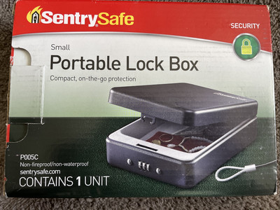 Sentry Safe Small Portable Security Lock Box Case Safe Combination P005C- New!