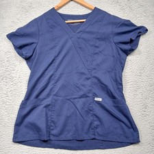 Grey's Anatomy by Barco Scrub Top Women's Size Small Navy Blue V-Neck 2 Pocket