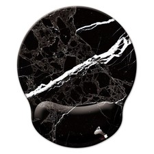 Mouse Pad with Wrist Support, 8.3L x 9.9W inches, Black white marble