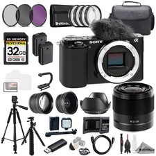 Sony ZV-E10 Black Body  Sony FE 28mm f/2 Lens 32GB 9 PC Filtr-MEGA Kit
