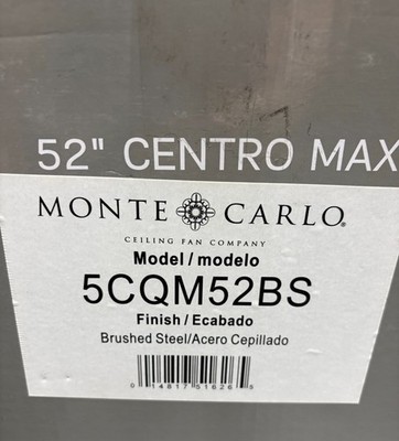 Monte Carlo 52'' Centro Max Ceiling Fan #5CQM52BS In Brushed Steel