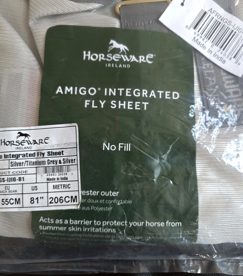 Horseware Amigo Integrated Fly Sheet 6'9" AFRNG-IJ10-81 Silver/Titanium Grey - Image 3 of 4