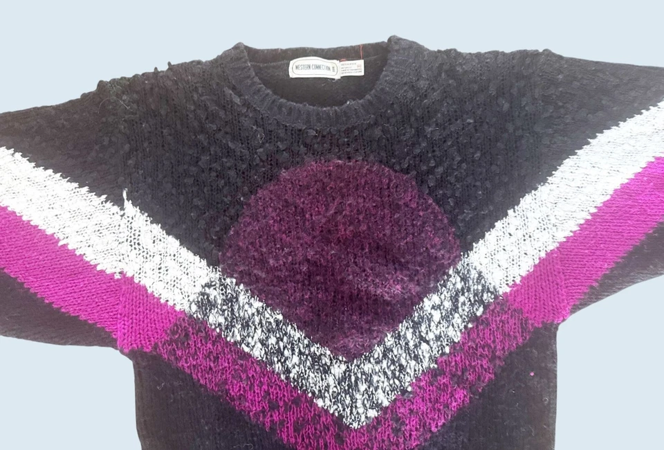 Suéter Vintage WESTERN CONNECTION Tejido Abierto Ala de Murciélago Bloques de Color Años 80/90 Talla M Foto 3 de 4