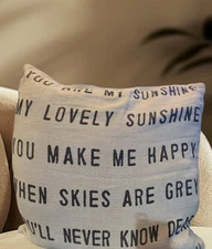 SugarBoo Co Pillow 100% Linen Cover Case  - "You Are My Sunshine "...  24" X 24"