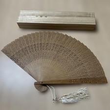 Japanese Folding Fan Sandalwood Showa Era Rare Traditional