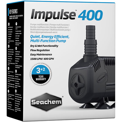 Seachem Impulse 400 Water Pump Submersible Quiet Energy Efficient Multi-Function