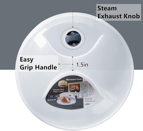 Microwave Splatter Cover for Food, Large Plate Cover Guard Lid with Steam Vents - Picture 2 of 7