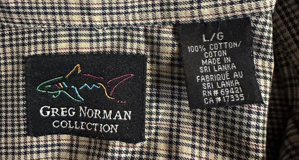 Camisa Greg Norman Para Hombres Rayas a Cuadros Botón Tostado Talla Grande Foto 3 de 4