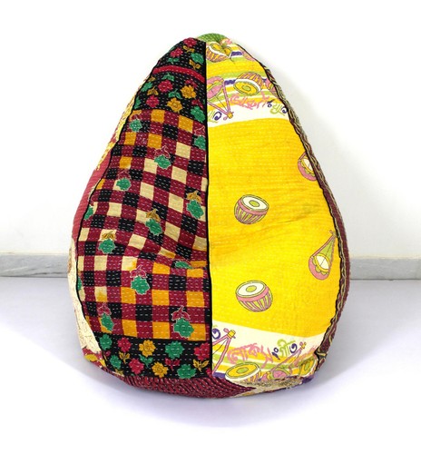 Handmade Quilted Kantha Cotton Floral Decorative Bohemian Kid Bean Bag - Picture 1 of 4