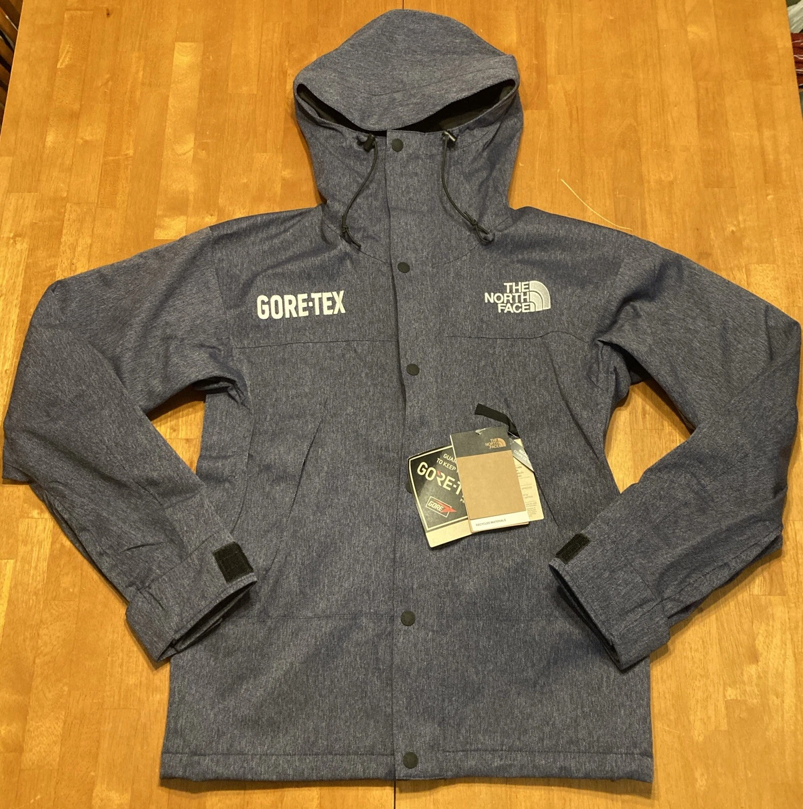 Veste de montagne The North Face homme XXS denim bleu goretex fermeture éclair complète capuche neuve