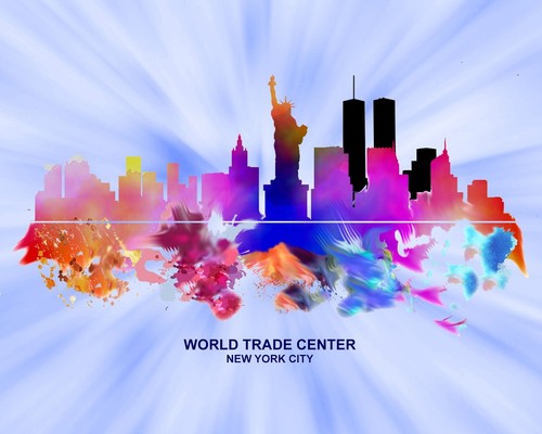 World Trade Center NYC Skyline Cityscape Art Giclee Poster Or Canvas Wrap art - Picture 3 of 3