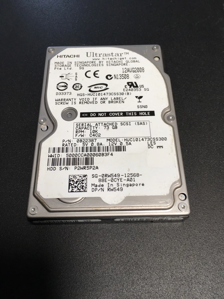 RW549 DELL 0RW549 HUC101473CSS300 73GB 10K 3G SFF 2.5'' SAS HARD DRIVE - Image 2 of 4