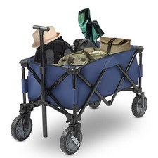 Chariot Jardin Pliable Bleu Utilité Brouette Remorque Imperméable Max 120KG Bleu