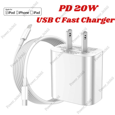 USB C Power Adapter Fast Charger 20W Type C PD Cable For iPhone 11/12/13/14 Pro