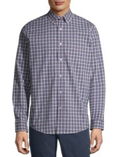 George Men's Long Sleeve Button Down Poplin Shirt Size 2XL 50-52 Pink Blue Combo