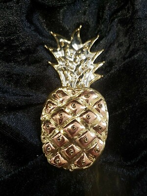Vintage Copper Pineapple Brooch Pin Vintage GIANT Bakelite and Wood PINEAPPLE Pin-Brooch - (3-1  main image 4