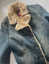 Rare Vintage Miss Sixty Faux Fur Denim Coat