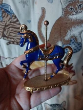 The Franklin Mint  Blue & Gold - World of Carousel Horses 1996 Vintage Turning 