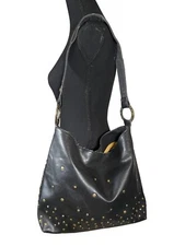 Nine West Handbag Women's Black Shoulder Bag Wide Strap Studded Magnet Snap
