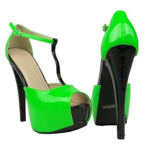 green platform sandals