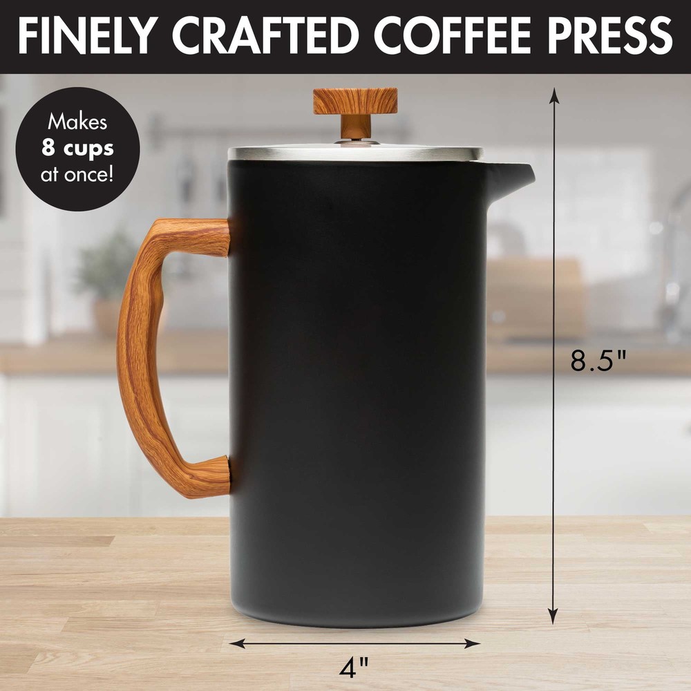 64 oz Primula Grant Double Wall Stainless Steel Coffee Press, Matte Black