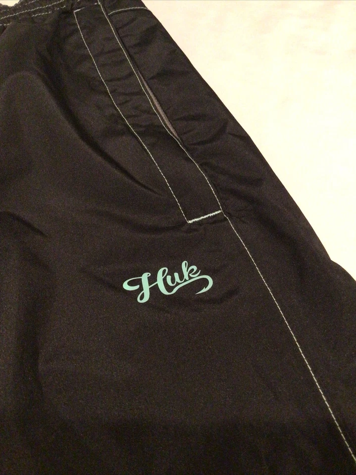 $99 Pantalones de lluvia para mujer HUK Performance pesca empacables negros/aqua talla XL 40" Foto 4 de 4