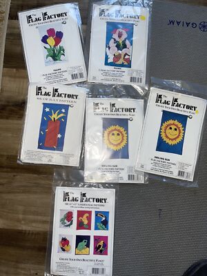 The Flag Factory 10 Sewing Patterns Picnic (pig) Tulips Sun fire Garden Flags