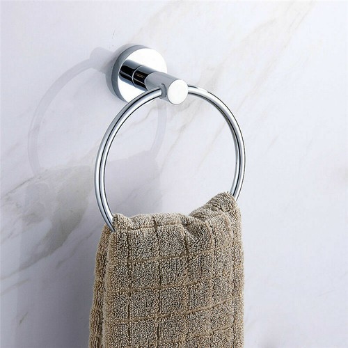 Round Hand Towel Ring Holder Chrome Wall Mounted for Kitchen Bathroom Accessory - Picture 5 of 12