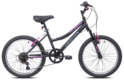 Girls' Kobra Mountain Bike 20'' Wheels Steel Frame, Ages 8-12, Black and Pink