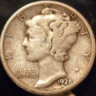 1928-P Mercury Dime Choice VF